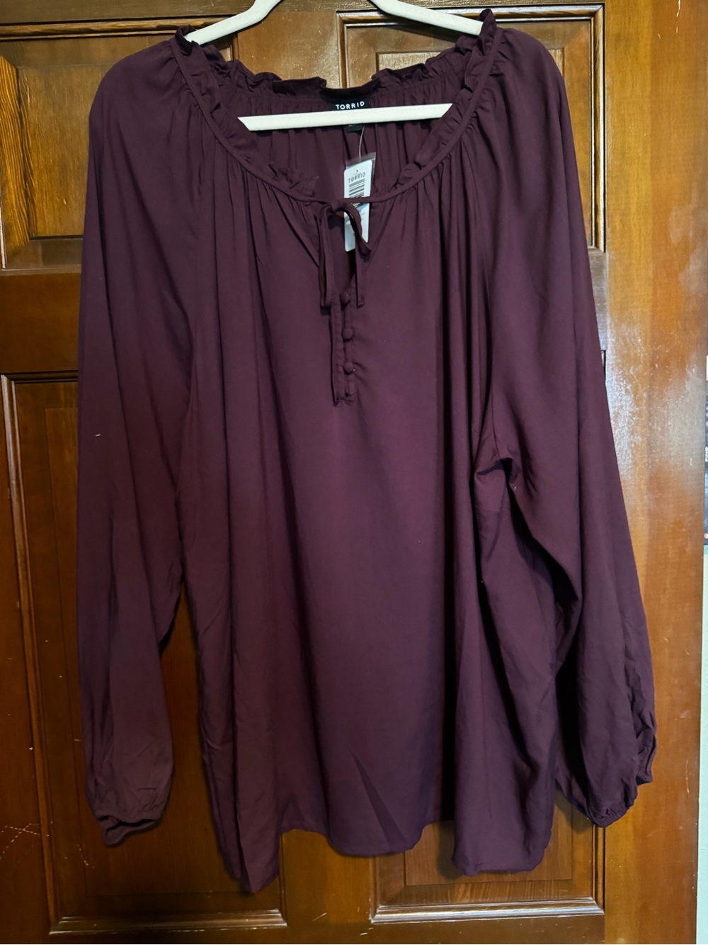 torrid Maroon Long-Sleeve Peasant Blouse